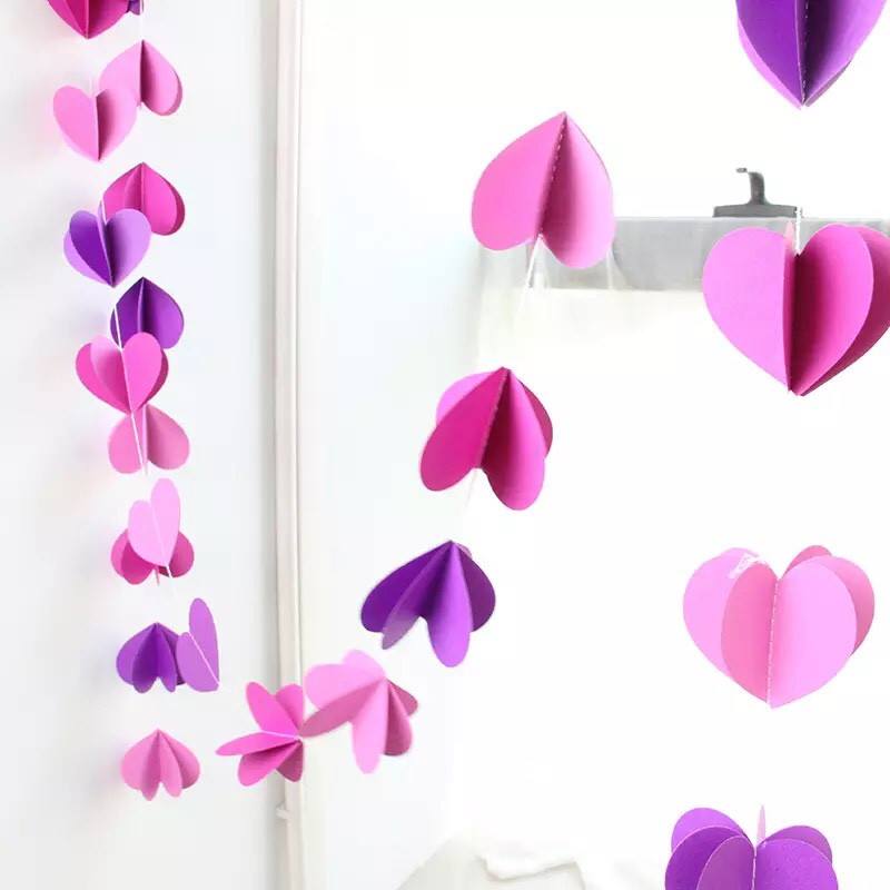 Rèm giấy trái tim 6 cánh